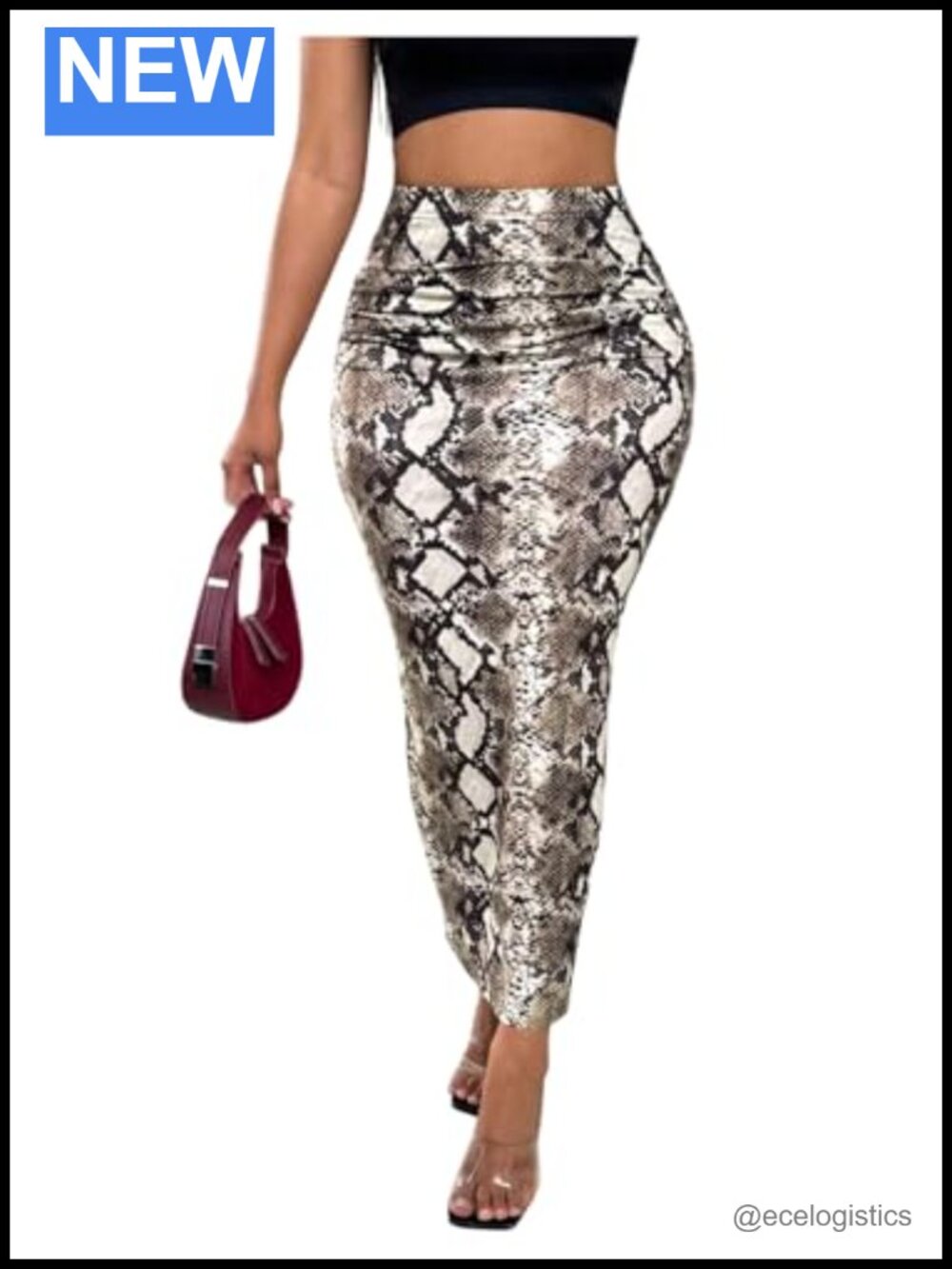 Floerns Women's Snake Print High Waisted Pencil Skirt